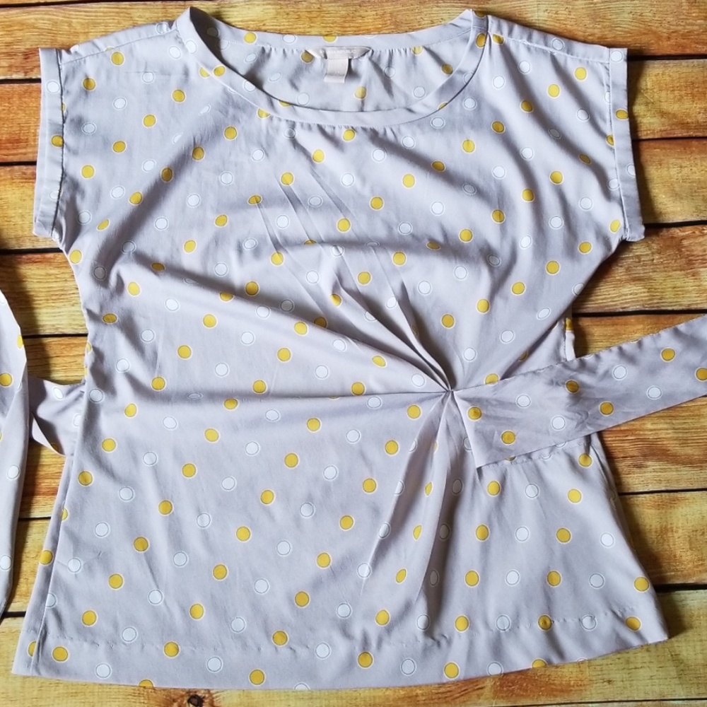 🔴SALE Banana Republic Gray & Yellow Blouse, M - Picture 4 of 8